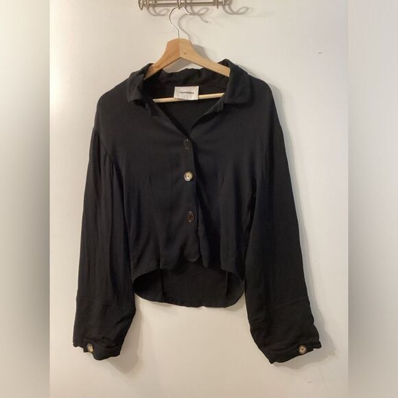 Nanushka Long Sleeve Black Button-Down Shirt Women’s Size M - Picture 2 of 13
